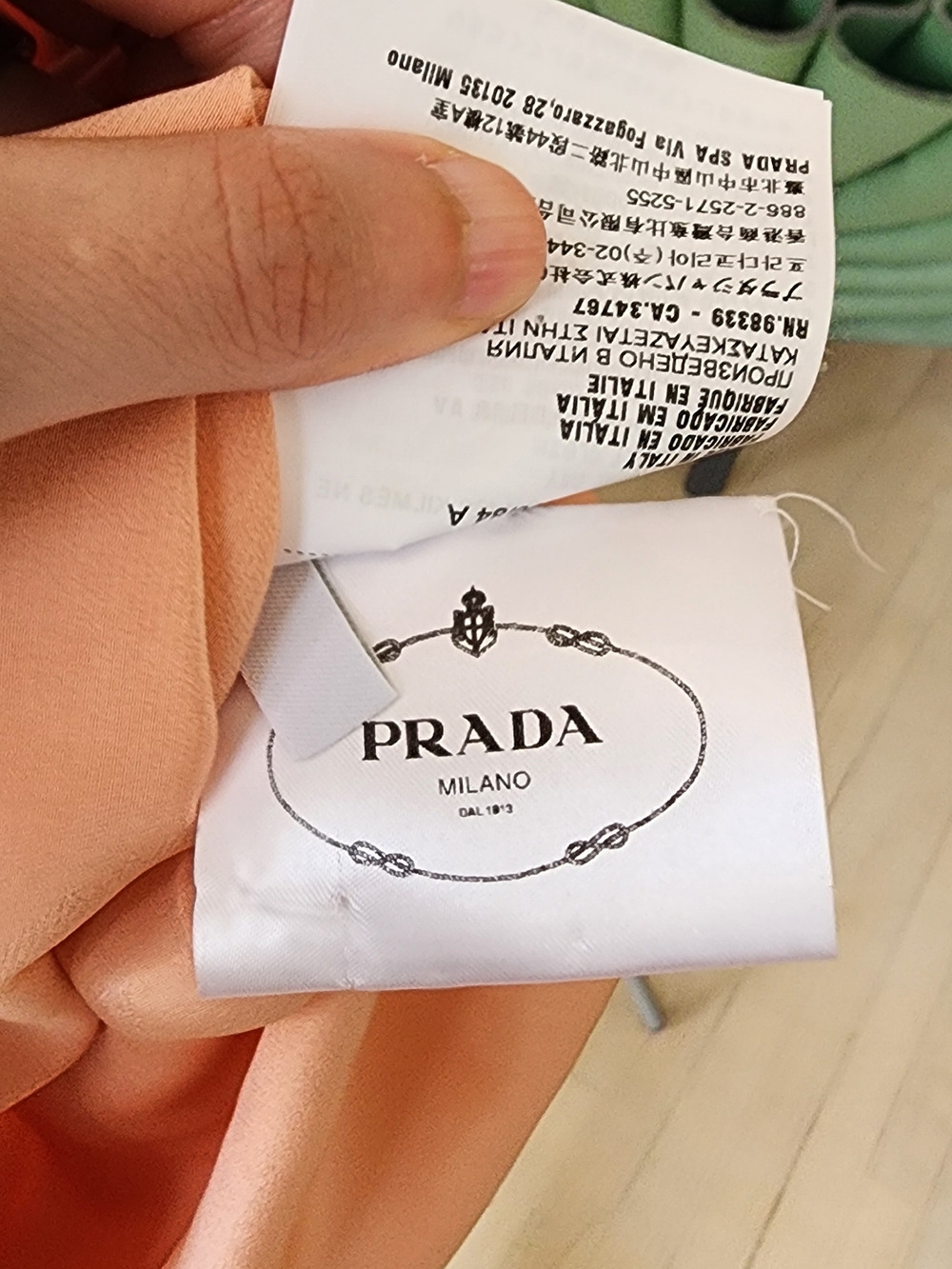 Prada Peach Tie-Neck Long Sleeve Maxi Dress - Picture 7 of 9